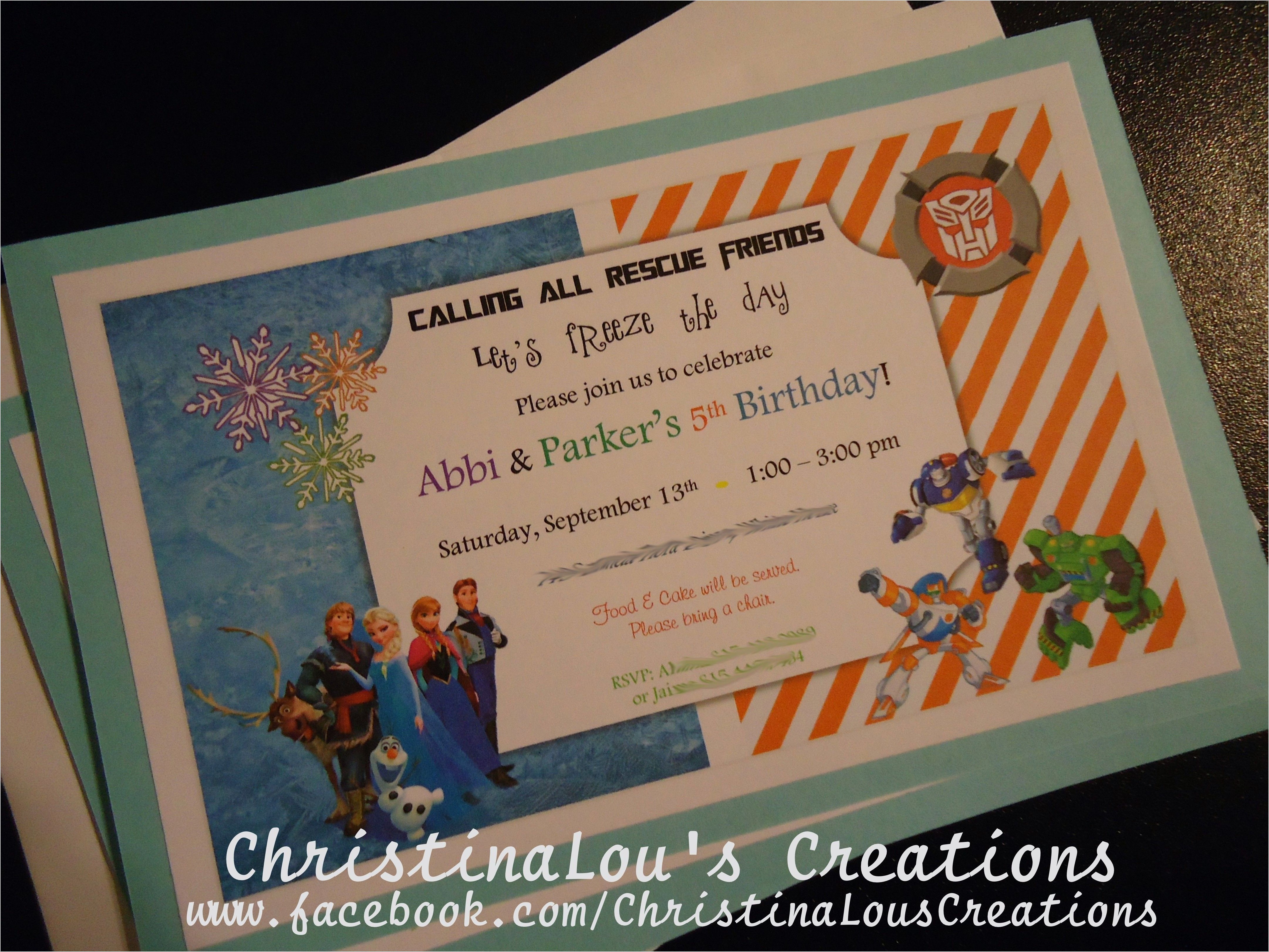 Transformers Rescue Bots Birthday Invitations