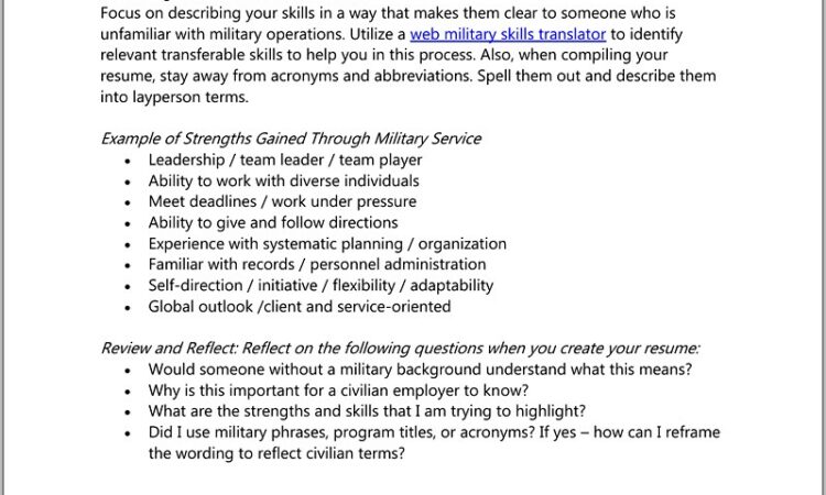 Translate Military Skills To Civilian Terms