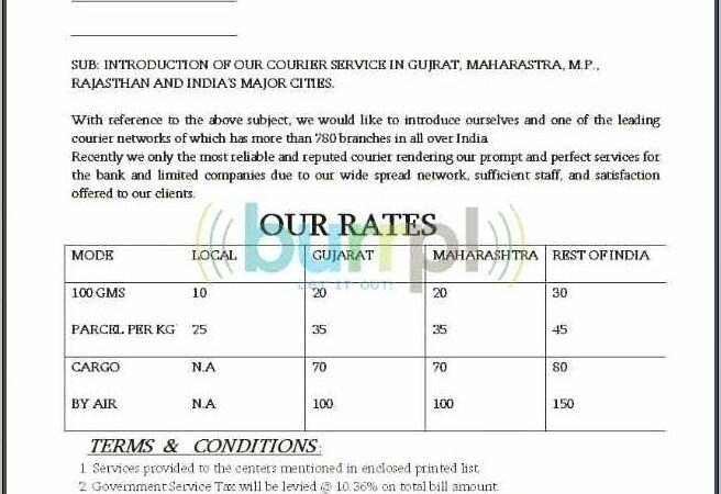 Transport Quotation Sample Letter