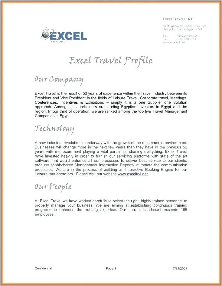 Travel Agency Company Profile Example