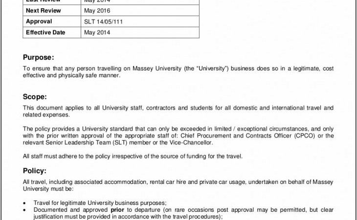 Travel And Expense Policy Examples