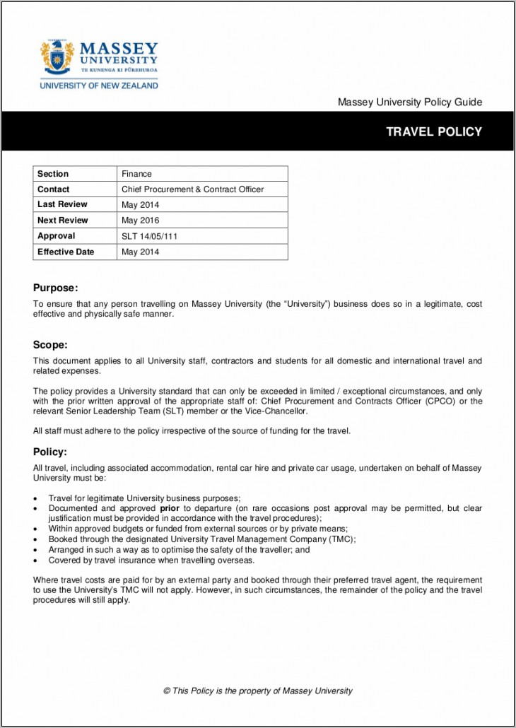 Travel And Expense Policy Examples