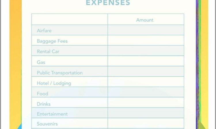 Travel Budget Worksheet Template