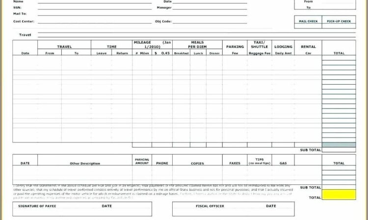 Travel Expense Claim Form Template