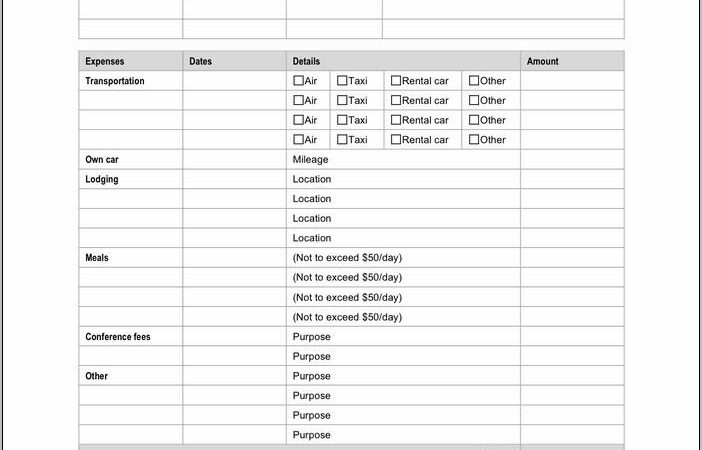 Travel Expense Report Form Word