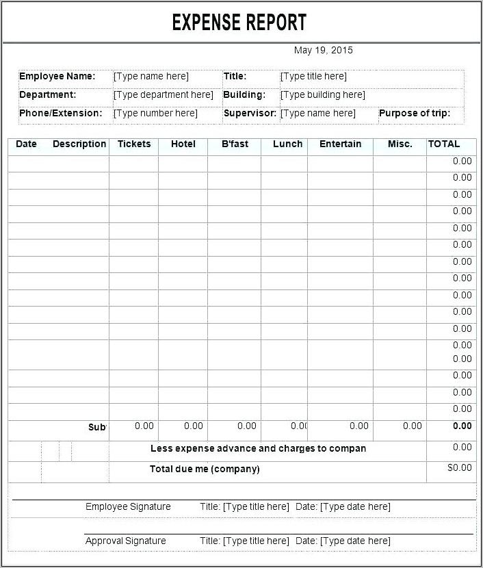 Travel Expenses Form Template Uk