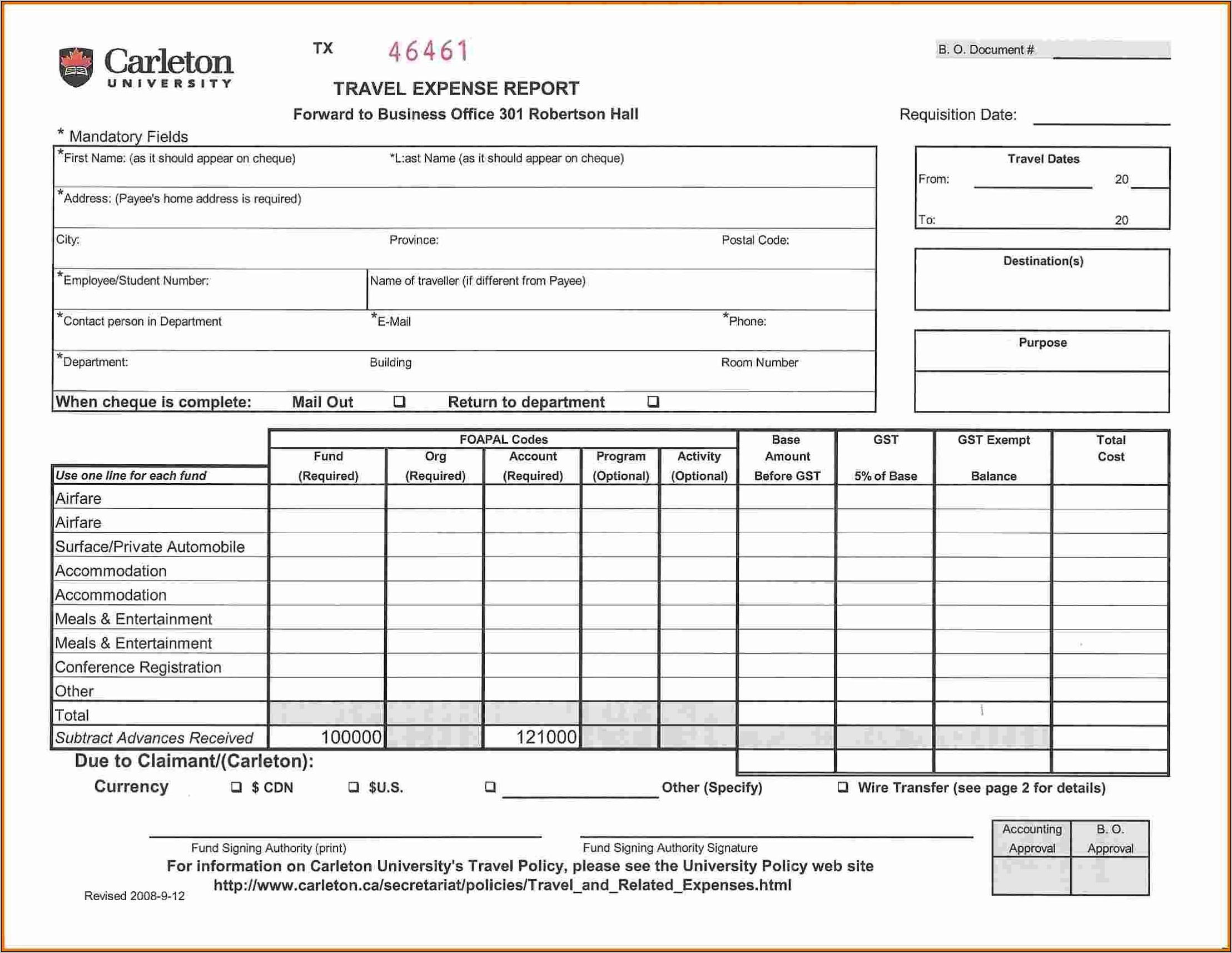 Travel Expenses Report Template