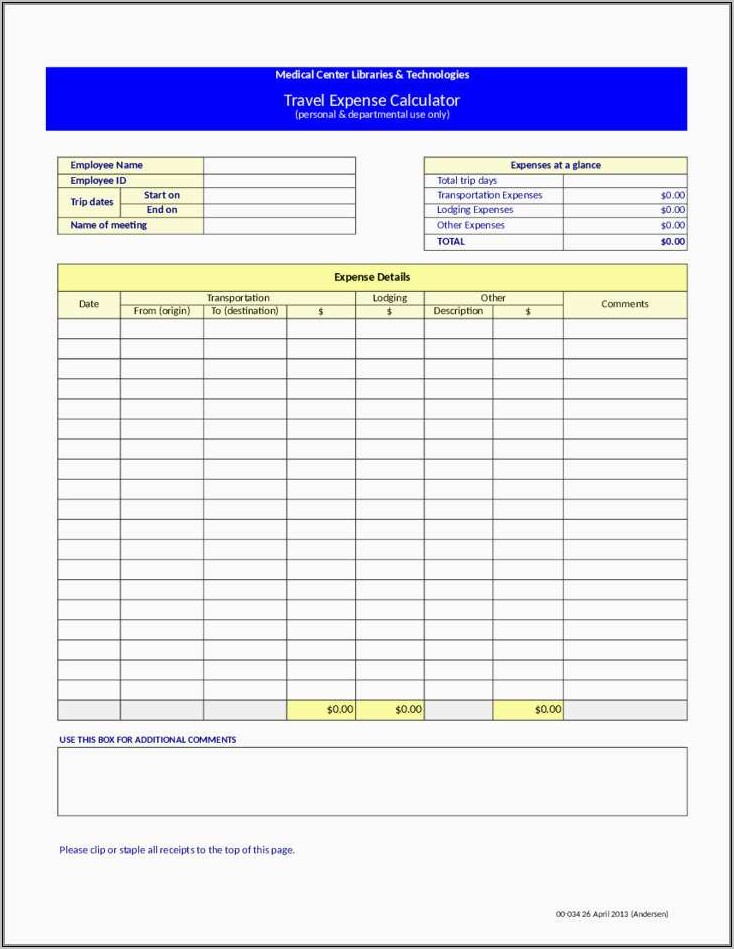 Travel Expenses Template Free Download