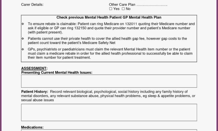 Treatment Plan Template For Mental Health