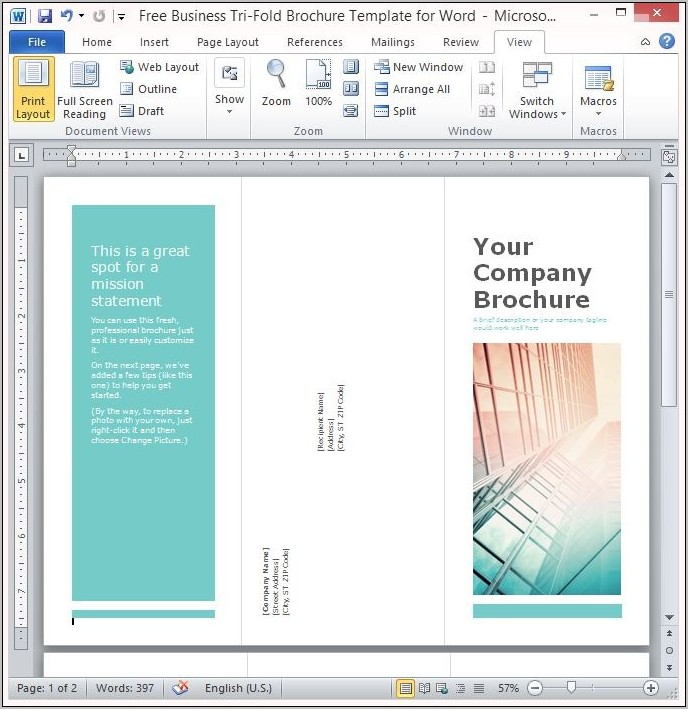 Tri Fold Brochure Template Free Microsoft Word