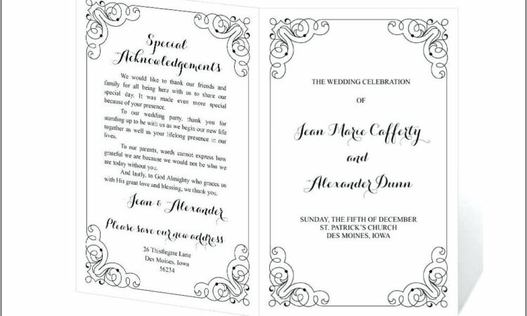 Tri Fold Wedding Ceremony Program Templates