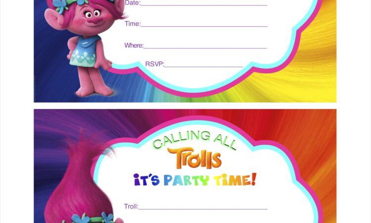 Trolls Birthday Invitations Printable Free