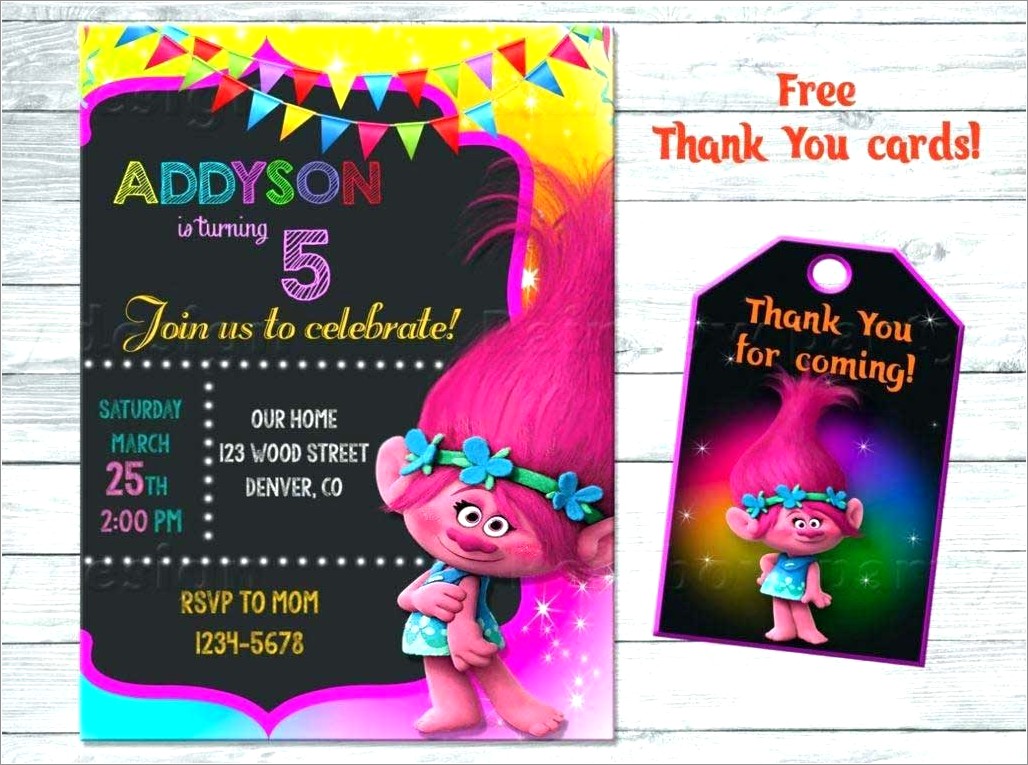 Trolls Online Birthday Invitations