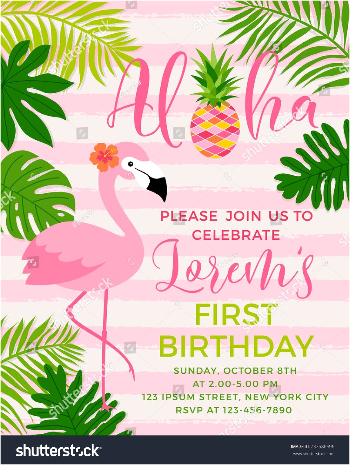 Tropical Flamingo Invitation Template