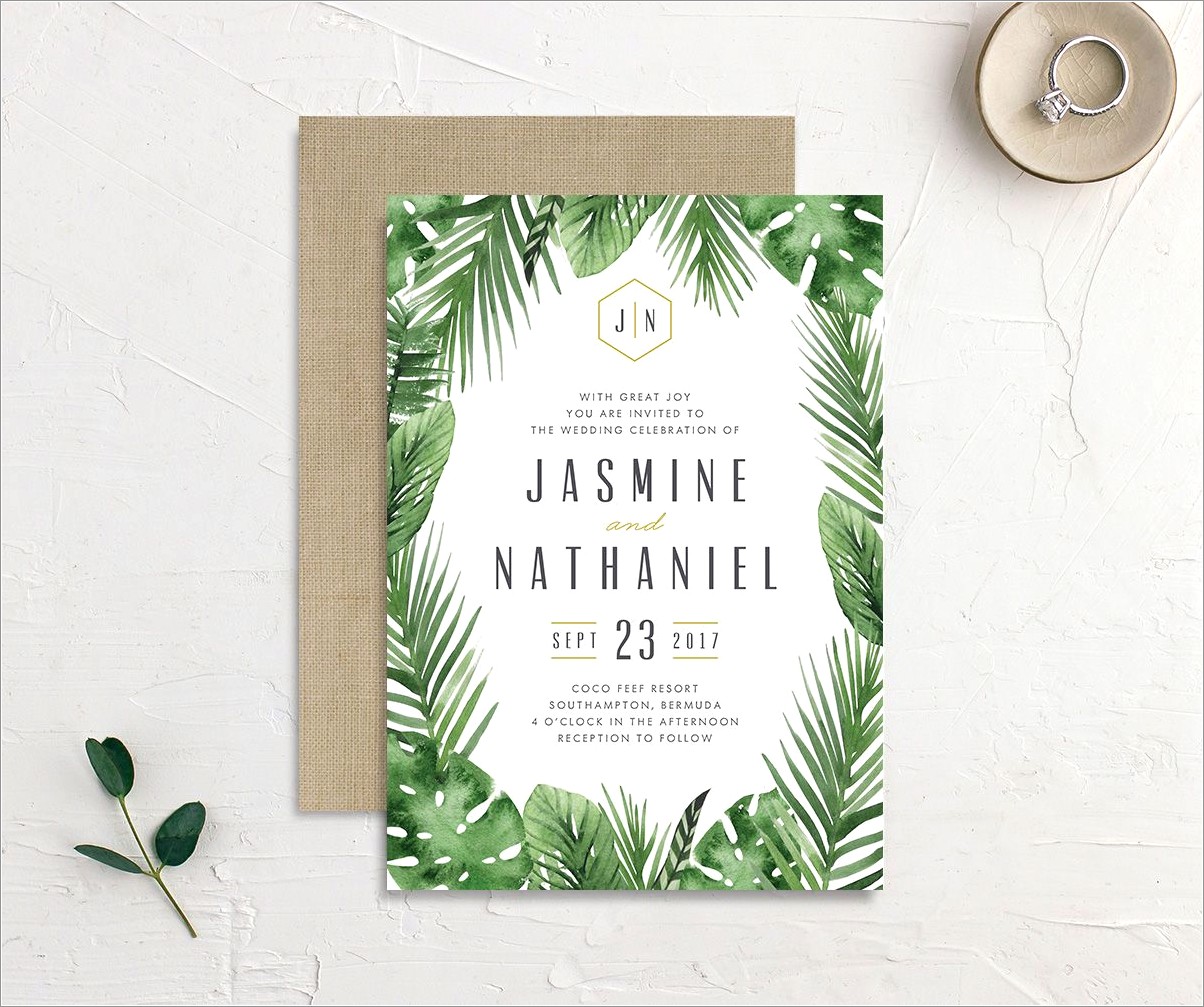 Tropical Leaves Wedding Invitations