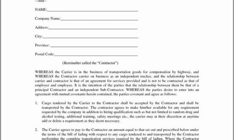 Truck Lease Agreement Form Pdf