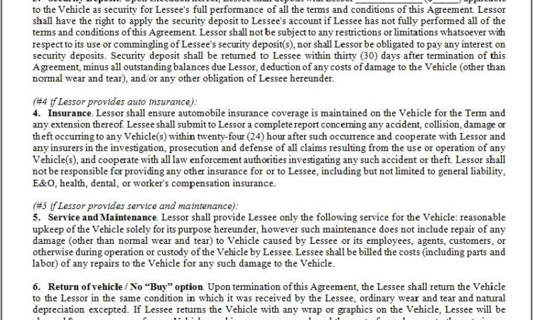 Truck Lease And Service Agreement Template