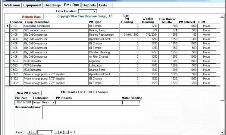 Truck Maintenance Plan Template