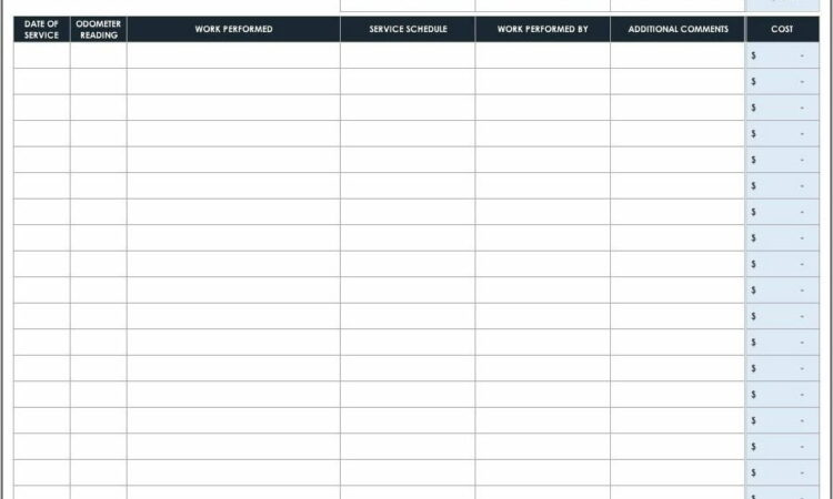 Truck Maintenance Records Template