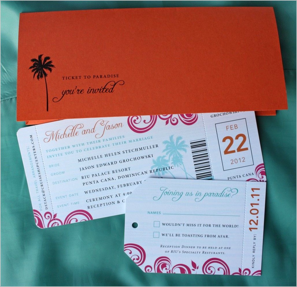 Turquoise And Orange Wedding Invitations