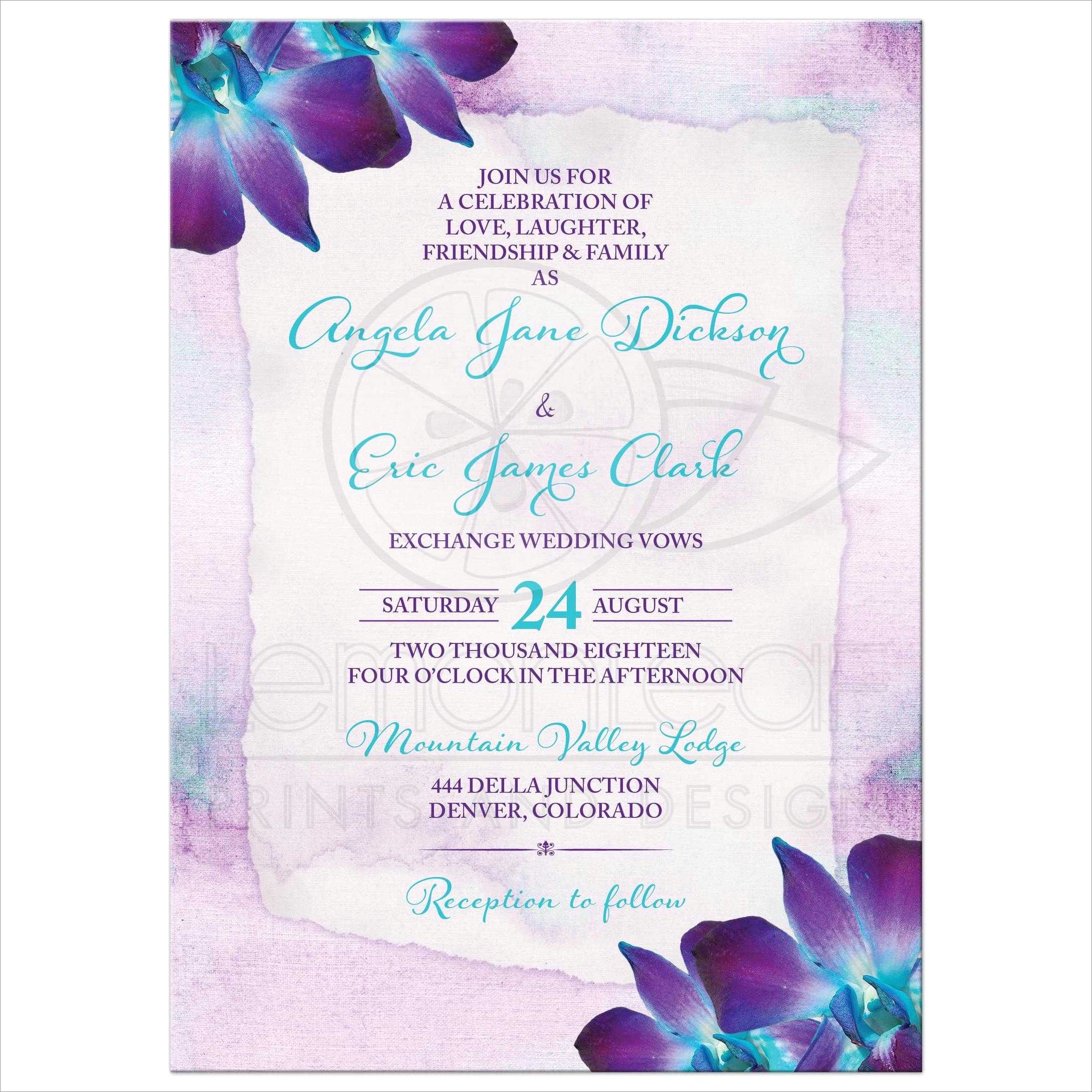 Turquoise And Purple Wedding Invitations