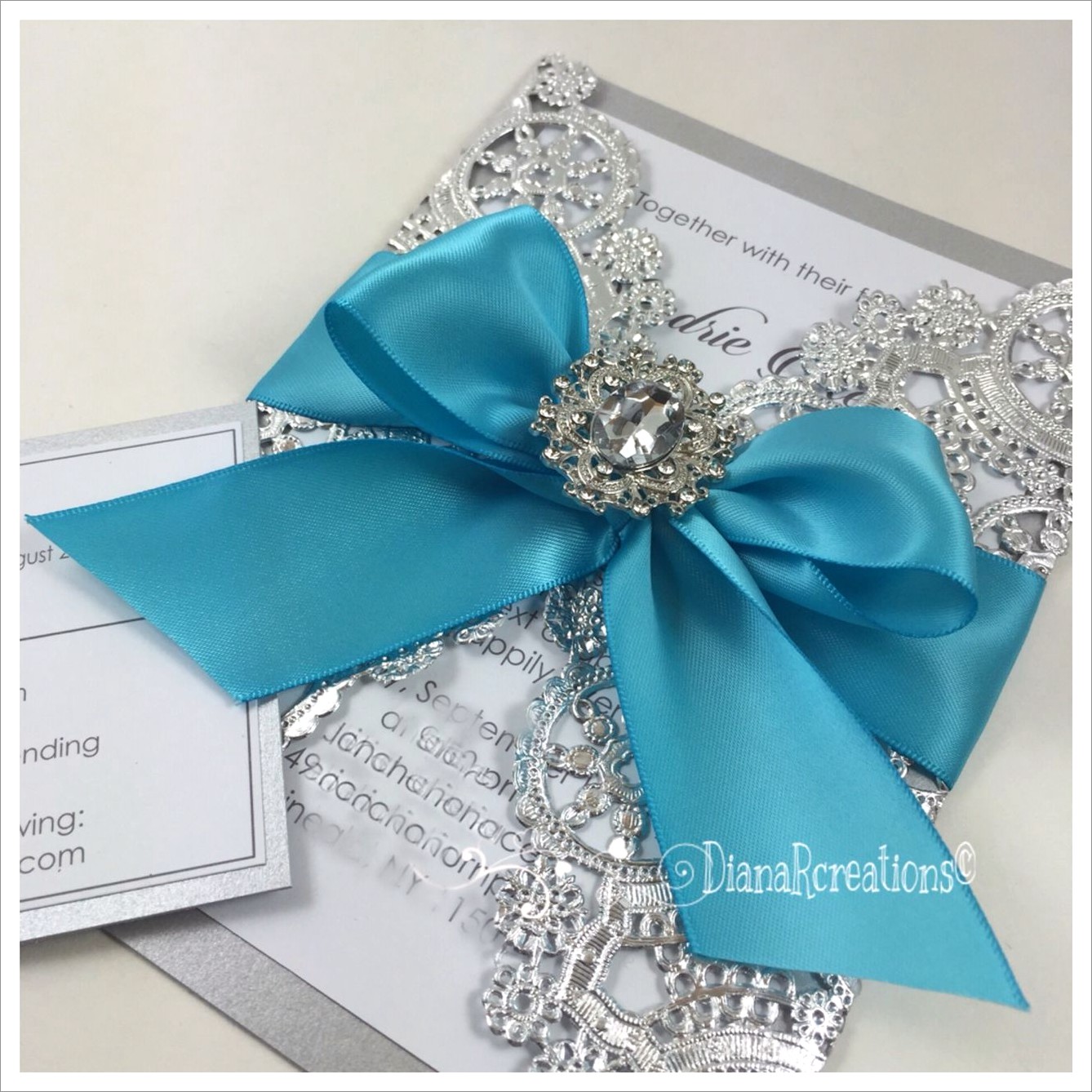 Turquoise And Silver Wedding Invitations