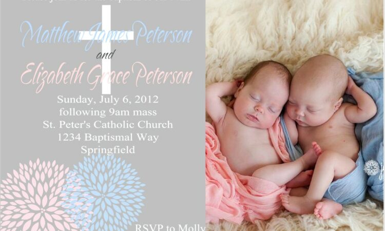 Twin Boy And Girl Baptism Invitations