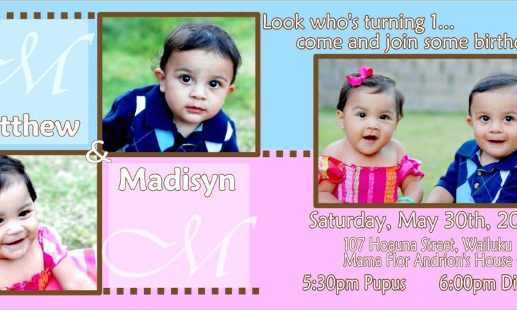 Twin Photo Birthday Invitations