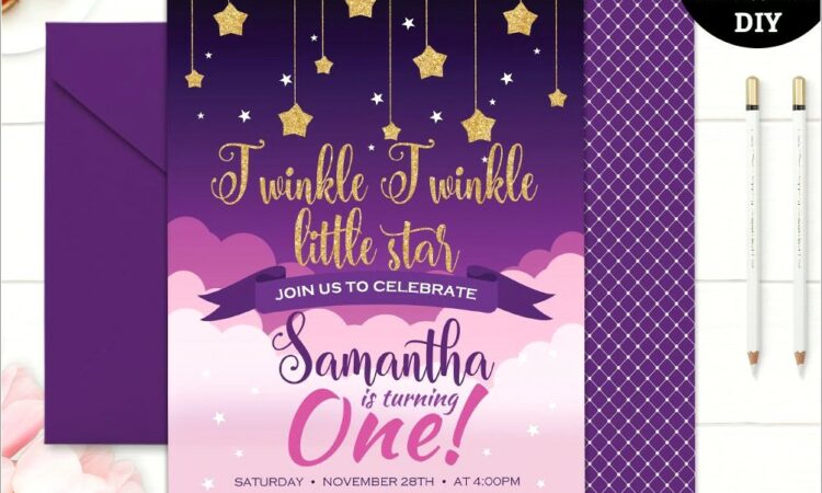 Twinkle Twinkle Little Star Birthday Invitation Template