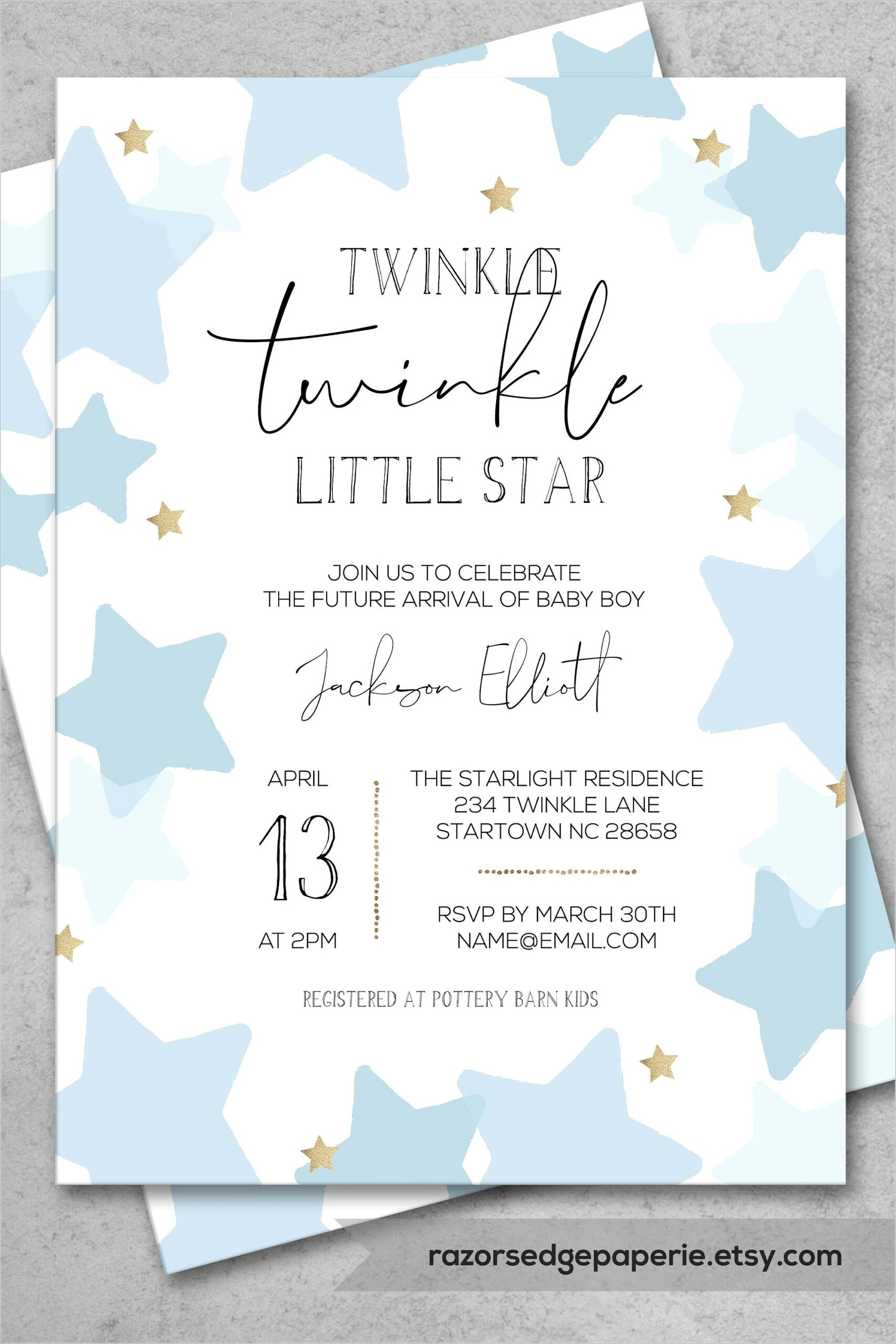 Twinkle Twinkle Little Star Invitations Etsy