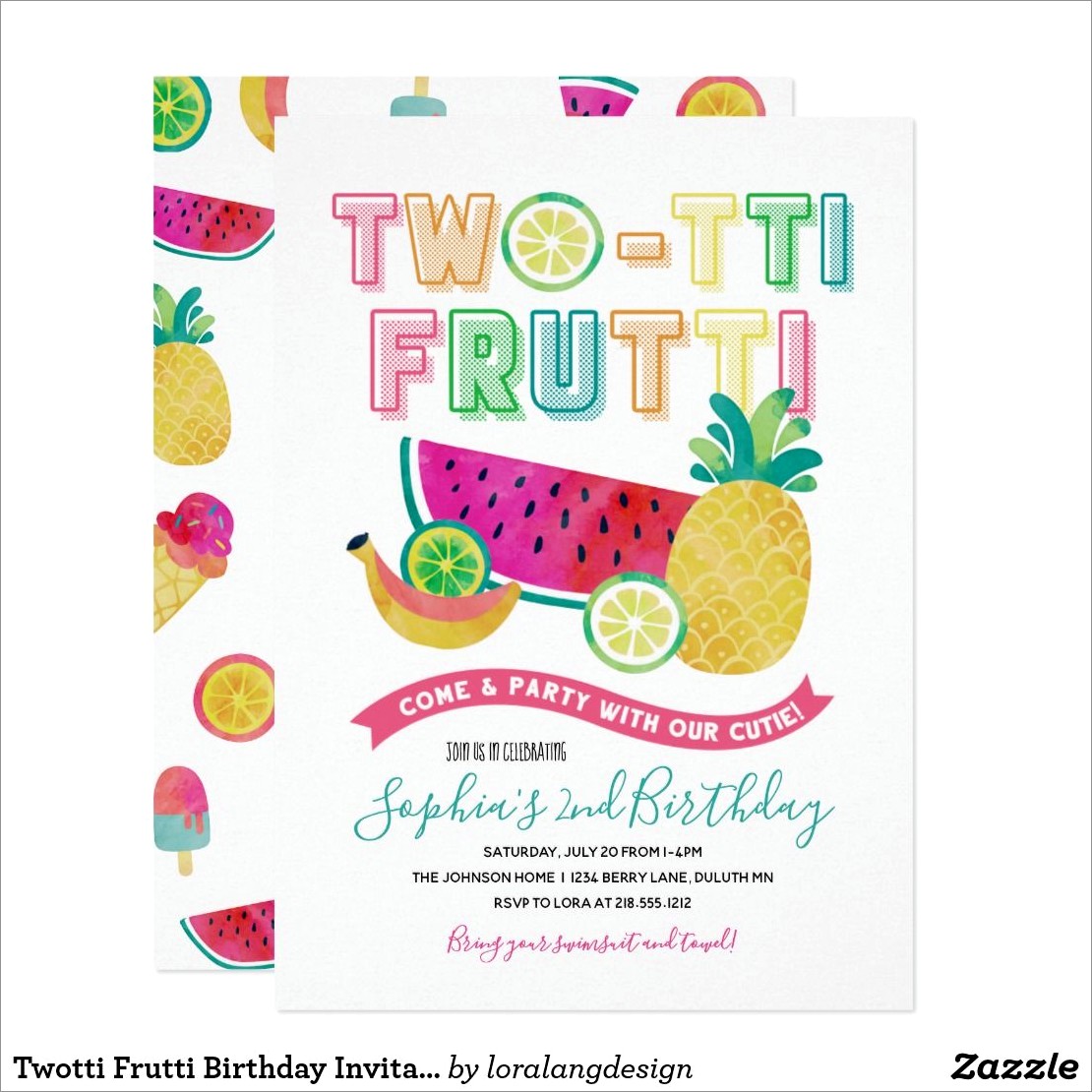 Twotti Frutti Birthday Invitations