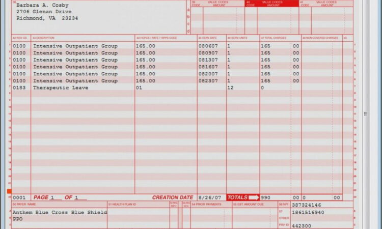 Ub 04 Form Template