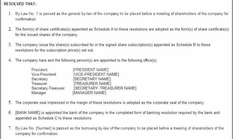 Uk Company Board Resolution Template