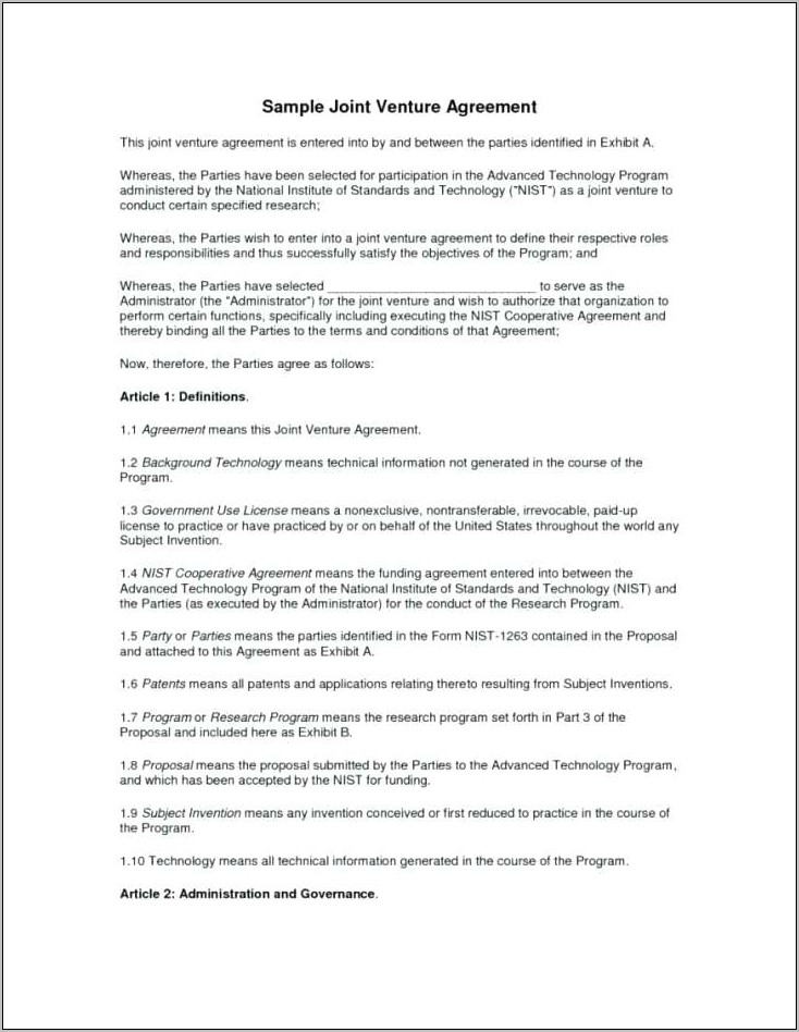 Uk Joint Venture Agreement Template Free