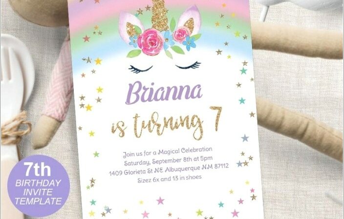 Unicorn Birthday Invitations Etsy