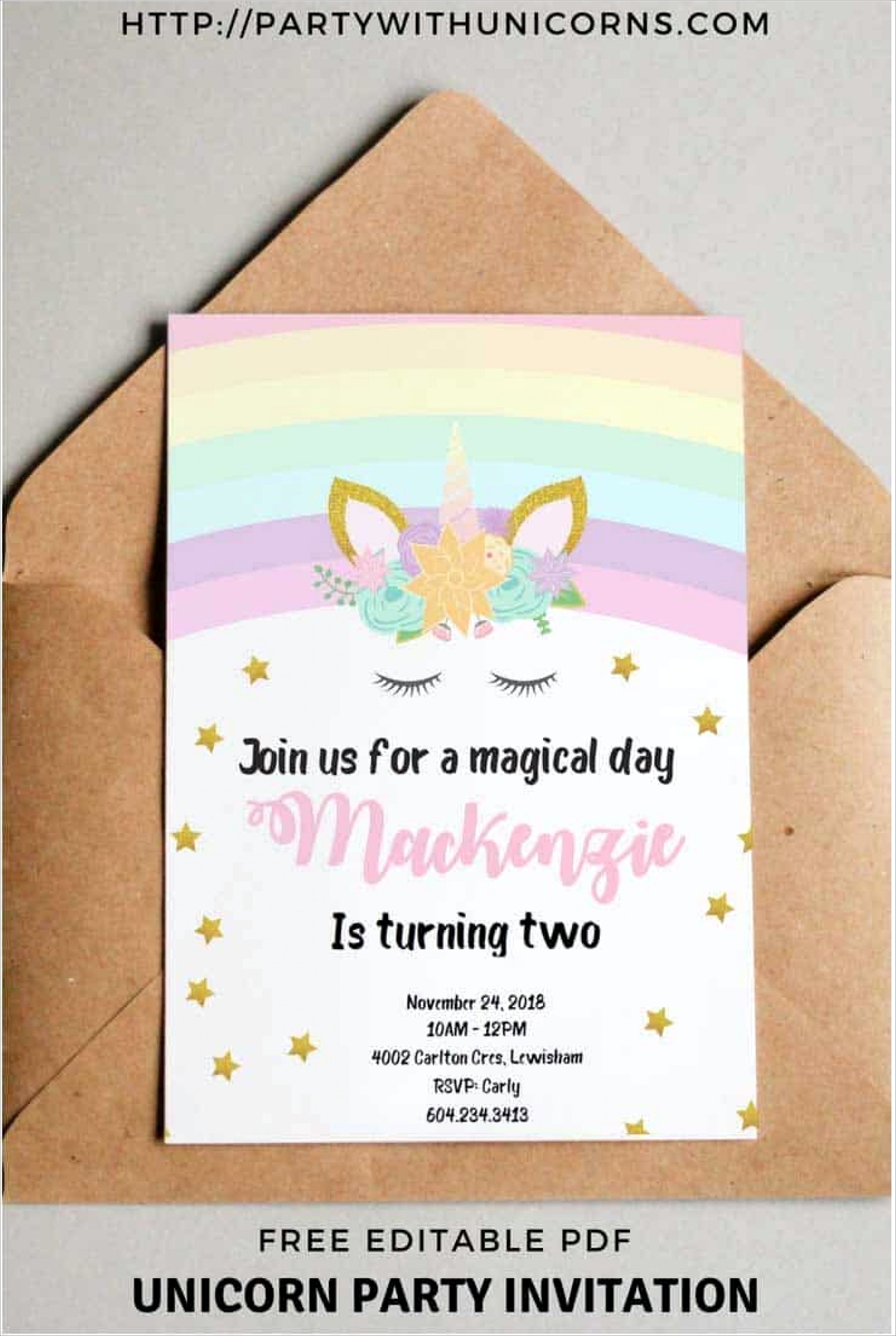 Unicorn Birthday Invitations Free Online