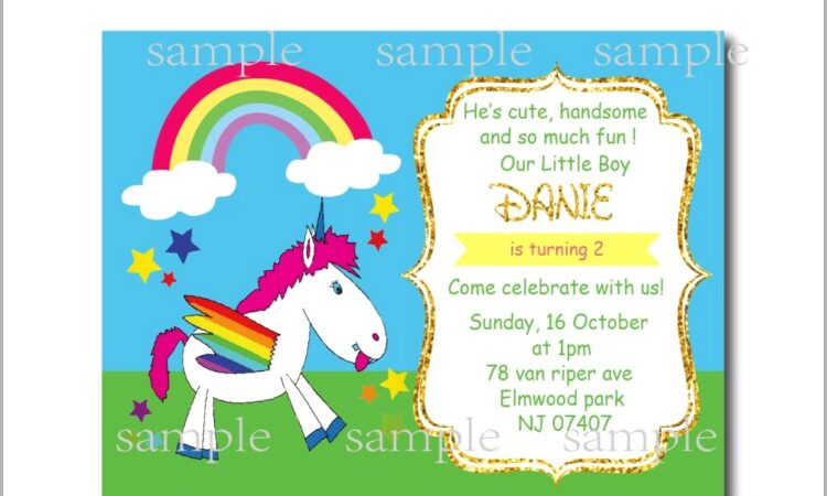 Unicorn Rainbow Birthday Invitations