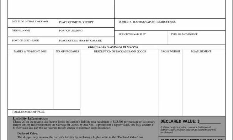 Ups Straight Bill Of Lading Form