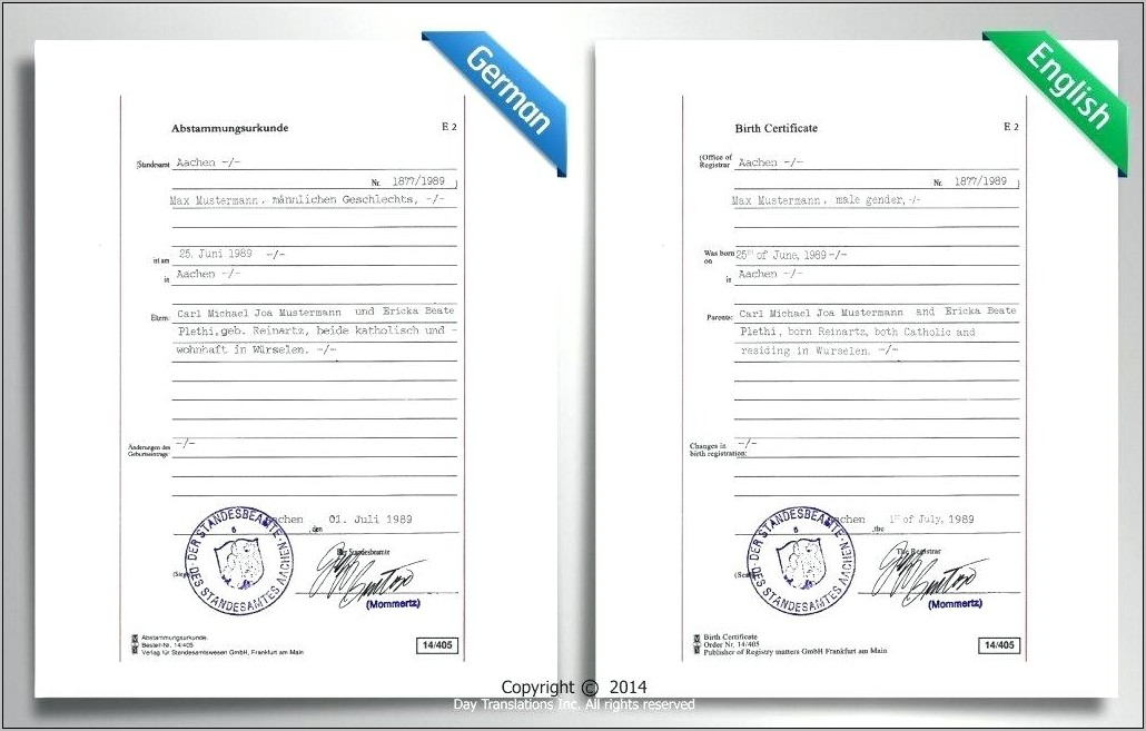 Uscis Birth Certificate Translation Sample