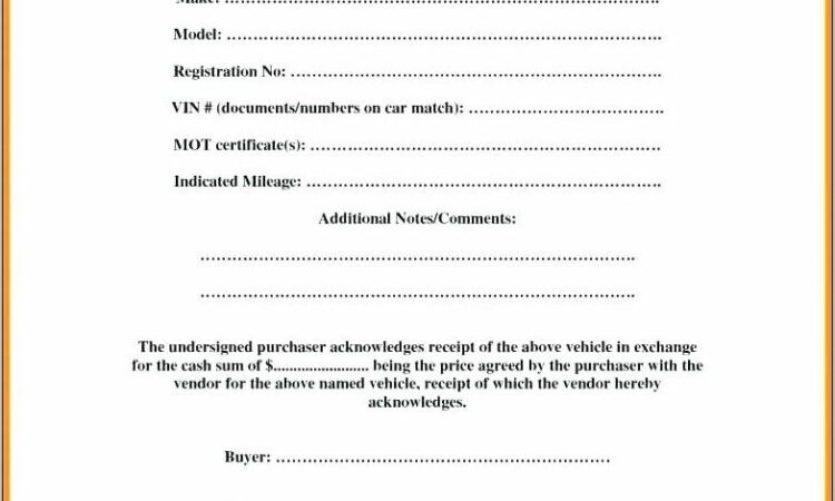 Used Car Contract Template Free