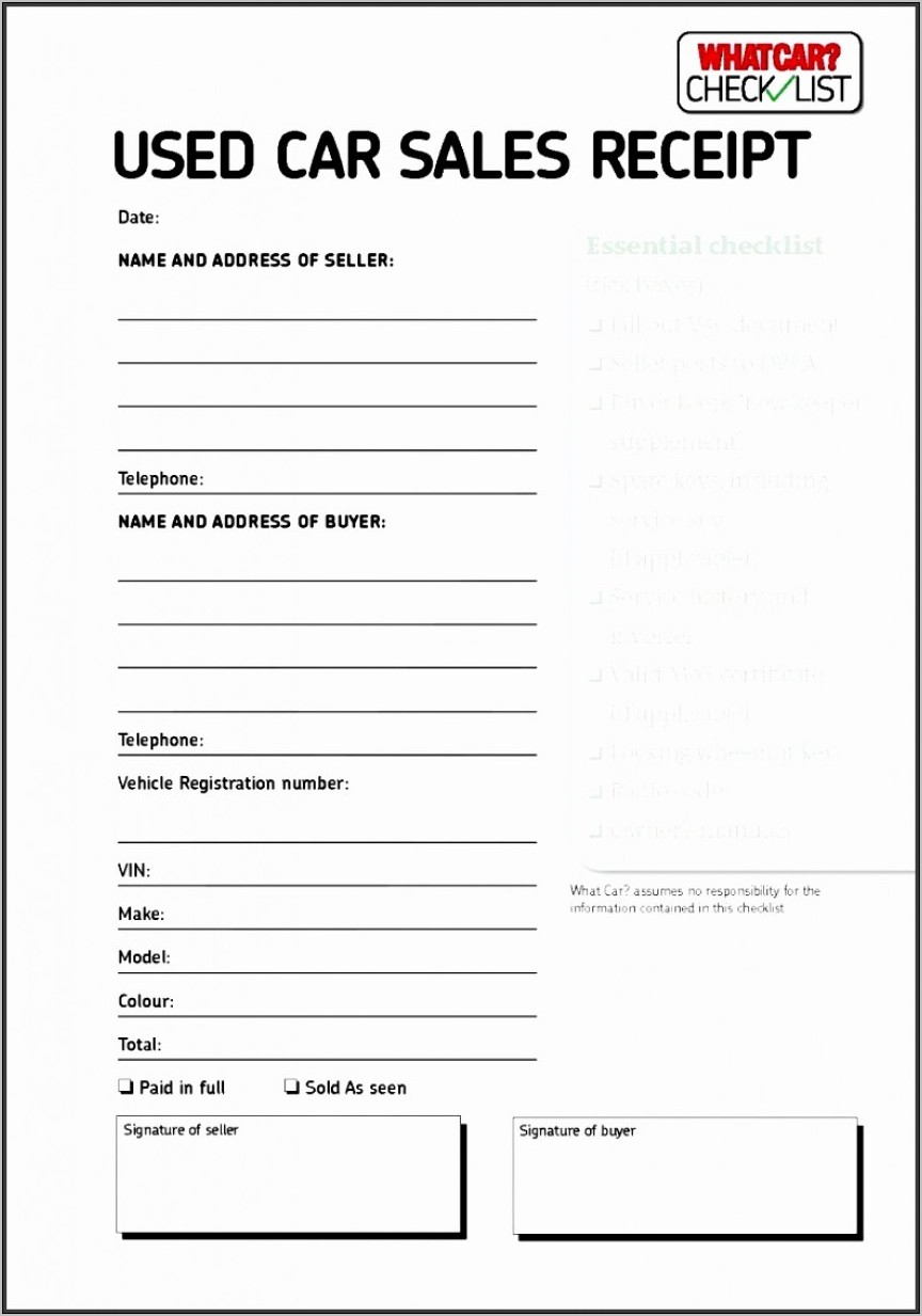 Used Car Receipt Template Qld