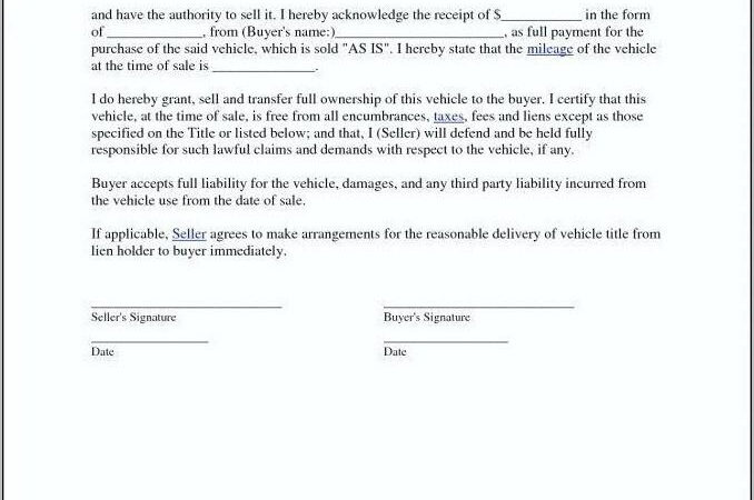 Used Car Sales Receipt Form