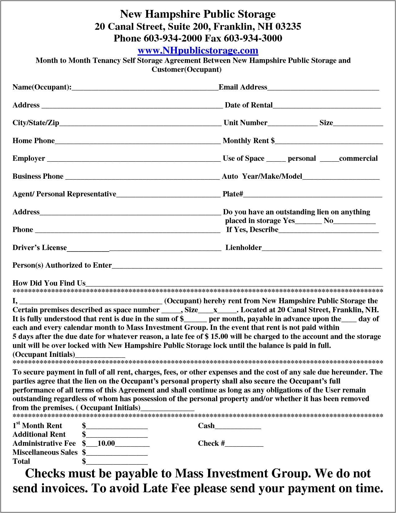 Used Car Selling Agreement Form