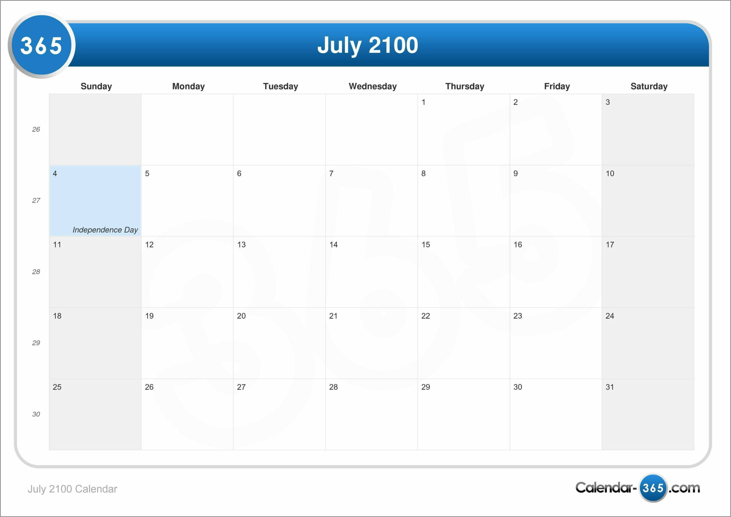 Vacation Calendar Template 2016