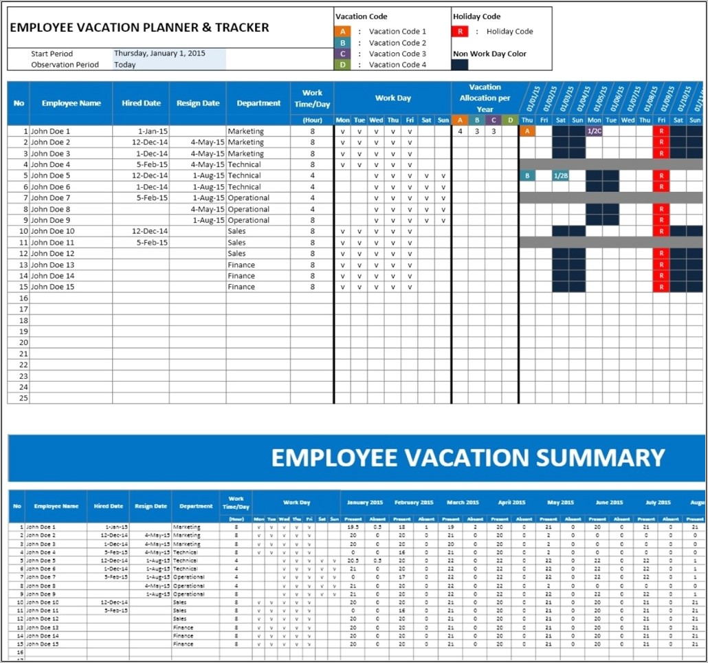 Vacation Tracking Template 2014