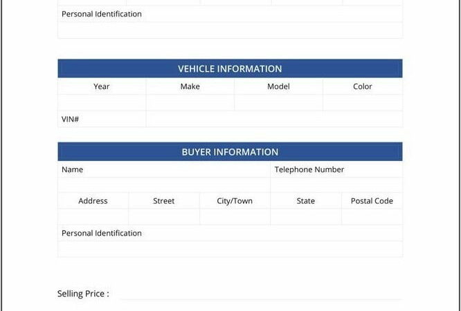 Vehicle Bill Of Sale Template Free