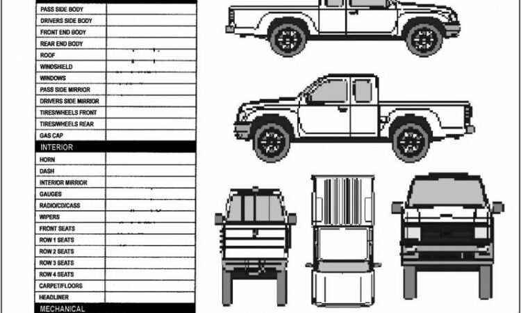 Vehicle Body Inspection Sheet Template