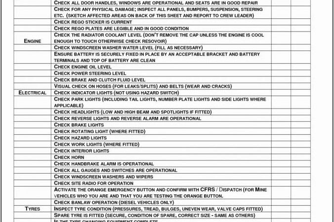 Vehicle Maintenance Checklist Format