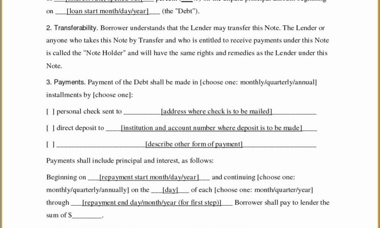 Vehicle Promissory Note Template Free