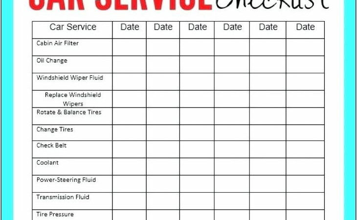 Vehicle Service Checklist Form